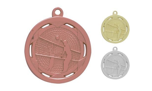 Strata Volleyball Medallion: Antique Bronze 2"-107934
