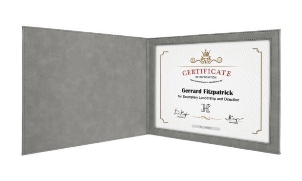 Leatherette Certificate Holder - Grey/Black: 9" x 12"-107831