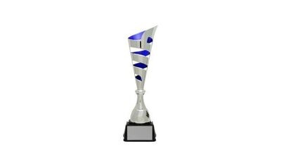 Silver/Blue Vito Cup Trophy: 14-1/2"-100819