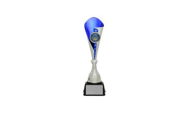 Silver/Blue Bruno Cup Trophy: 14-5/8"-100831