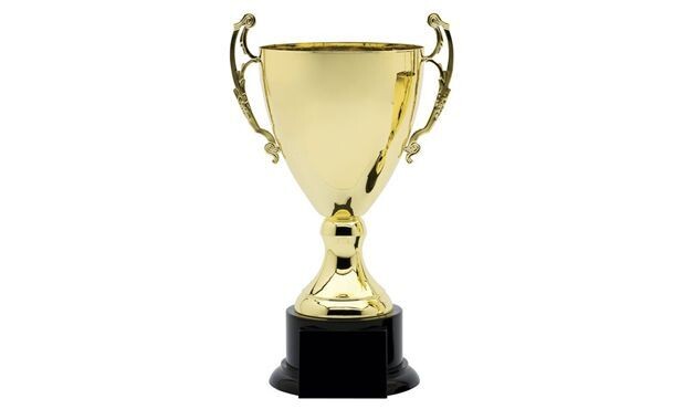 Gold Metal Cup Trophy on Round Base: 14-3/4"-101909