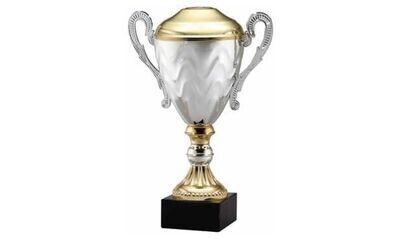Gold and Silver Cup on Genuine Marble Base: 16-3/4"-102799