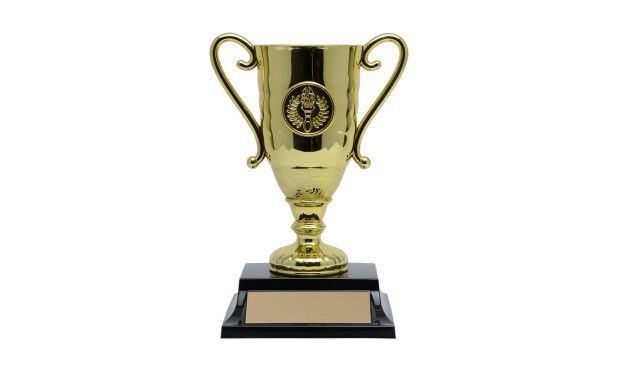 Gold Hugo Cup Trophy: 5-7/8"-107225