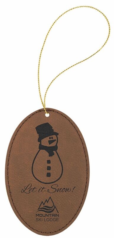 Dark Brown/Black Laserable Leatherette Oval Ornament: 3" x 4-1/2"-108362