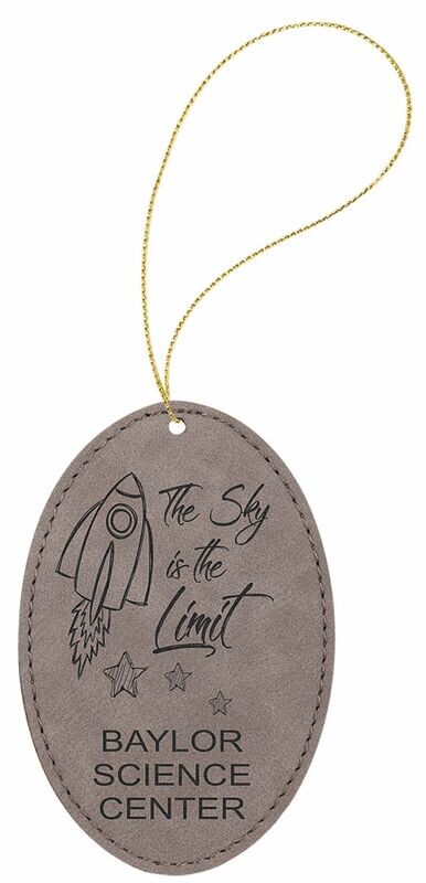 Grey/Black Laserable Leatherette Oval Ornament: 3" x 4-1/2"-108365