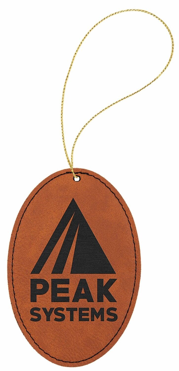 Rawhide/Black Laserable Leatherette Oval Ornament: 3" x 4-1/2"-108364