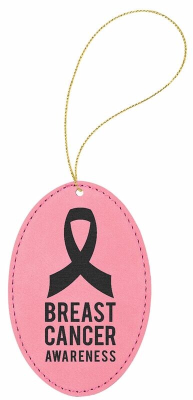 Pink/Black Laserable Leatherette Oval Ornament: 3" x 4-1/2"-108366
