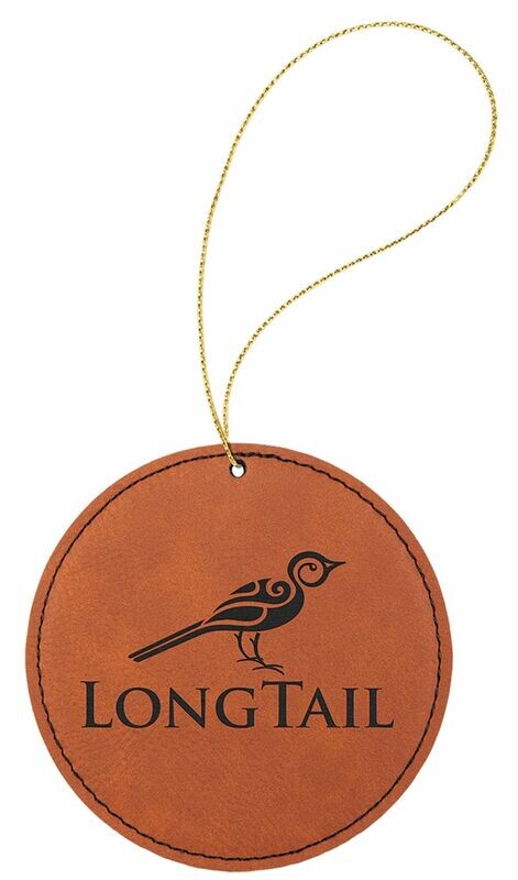 Rawhide/Black Laserable Leatherette Round Ornament: 3-3/4"-108373