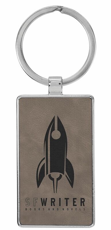 Leatherette/Metal Gray/Black Rectangle Keychain: 2-3/4" x 1-1/4"-108185