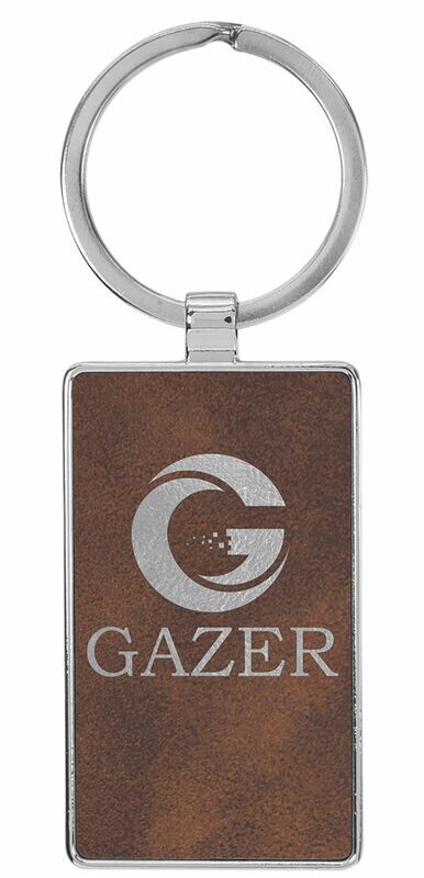 Leatherette/Metal Rustic/Silver Rectangle Keychain: 2-3/4" x 1-1/4"-108188