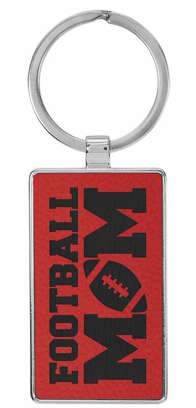 Leatherette/Metal Red/Black Rectangle Keychain: 2-3/4" x 1-1/4"-108192