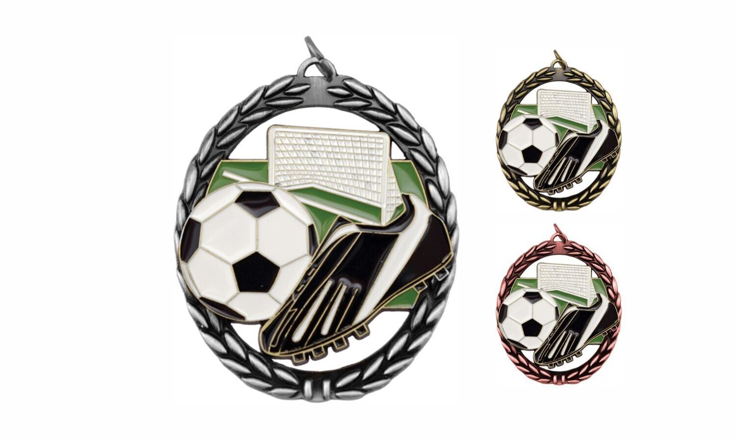 Full Colour Soccer Medallion: Antique Silver 2-3/4"-105214