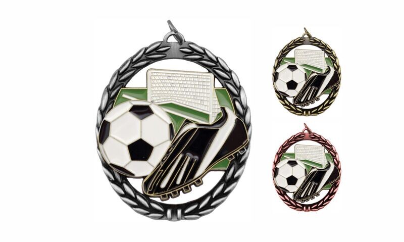 Full Colour Soccer Medallion: Antique Silver 2-3/4"-105214