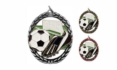 Full Colour Soccer Medallion: Antique Silver 2-3/4"-105214