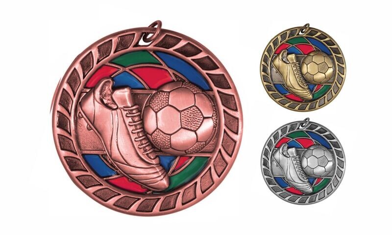 Stained Glass Soccer Medallion: Antique Bronze 2-1/2"-105054