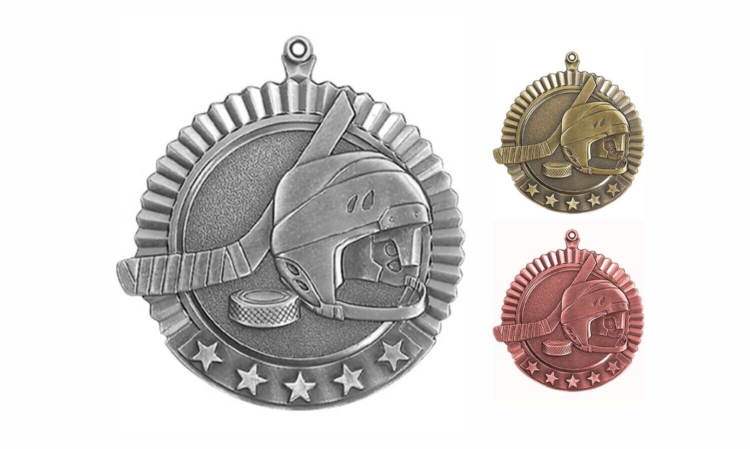 Five Star Hockey Medallion: Antique Silver 2-3/4"-105001