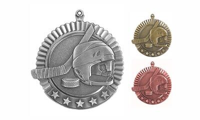 Five Star Hockey Medallion: Antique Silver 2-3/4"-105001