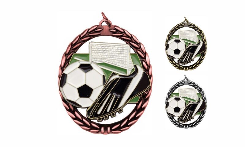 Full Colour Soccer Medallion: Antique Bronze 2-3/4"-105215