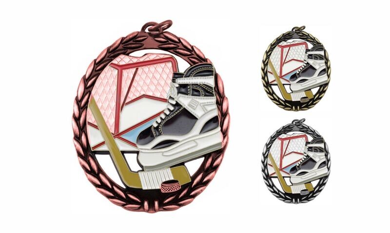 Full Colour Hockey Medallion: Antique Bronze 2-3/4"-105212