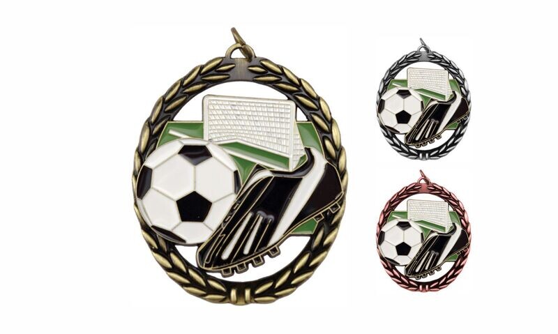 Full Colour Soccer Medallion: Antique Gold 2-3/4"-105213