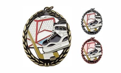 Full Colour Hockey Medallion: Antique Gold 2-3/4"-105210
