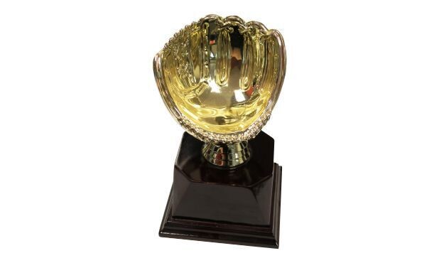 Bright Gold Baseball/Fastball Glove Ball Holder Trophy: 6"-102027