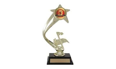Shooting Star Trophy with Custom Insert and Figure: 10"-102476