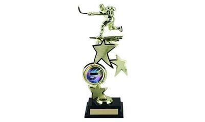 Tri-Star Trophy with Spinning Custom Insert and Figure: 12-1/2"-102891
