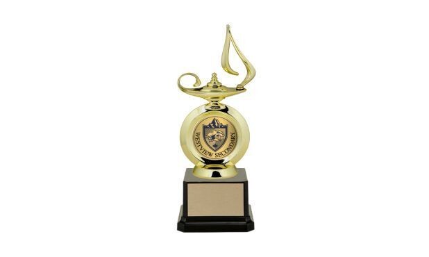 First Choice Lamp of Knowledge Trophy with Custom Insert: 8-1/4"-107236