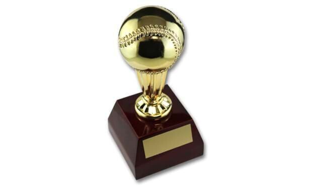 Golden Baseball Keeper Trophy: 8-1/2"-103077