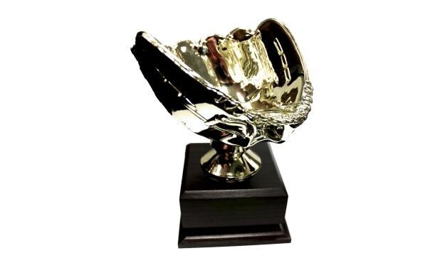Bright Gold Softball Glove Ball Holder Trophy: 7"-102490