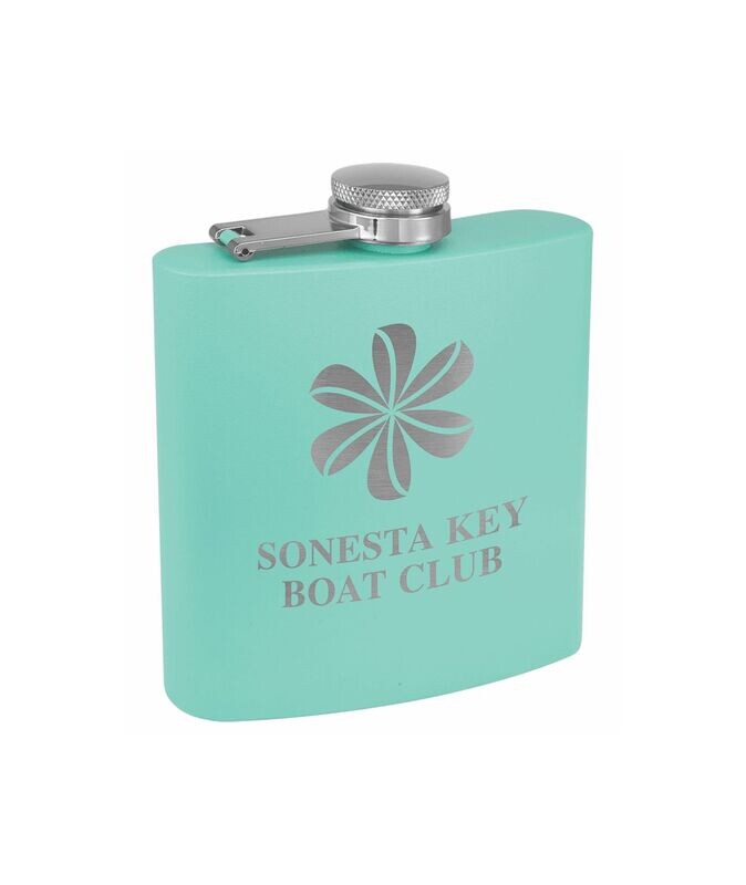 Royal Blue Powder Coated Stainless Steel Flask: 6 oz.-108304