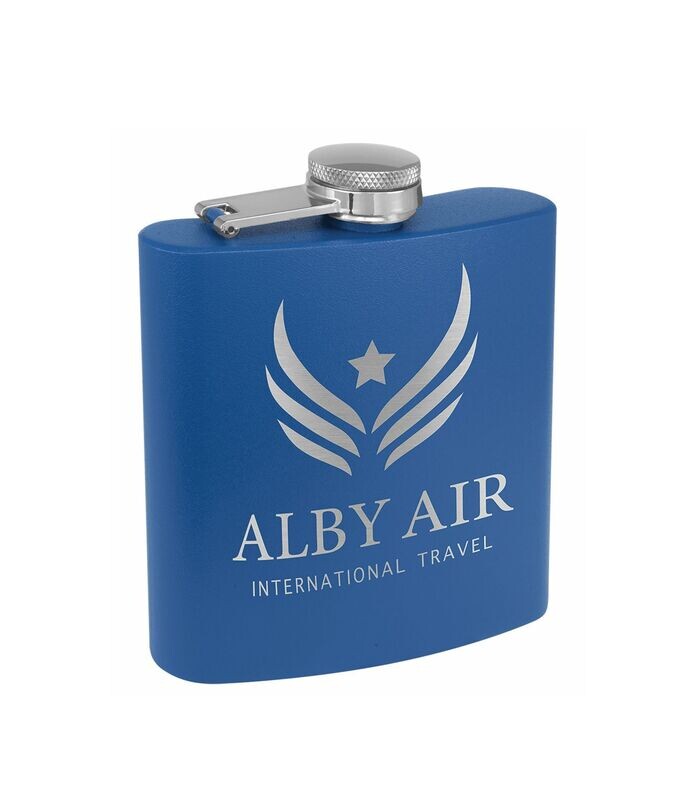 Royal Blue Powder Coated Stainless Steel Flask: 6 oz.-108302