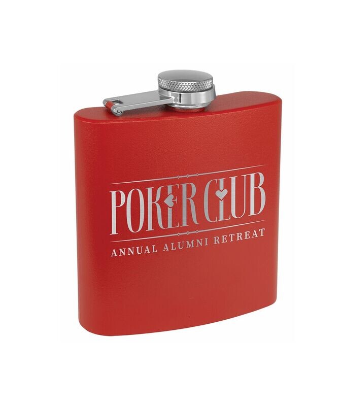 Red Powder Coated Stainless Steel Flask: 6 oz.-108301