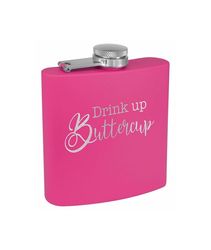 Pink Powder Coated Stainless Steel Flask: 6 oz.-108303