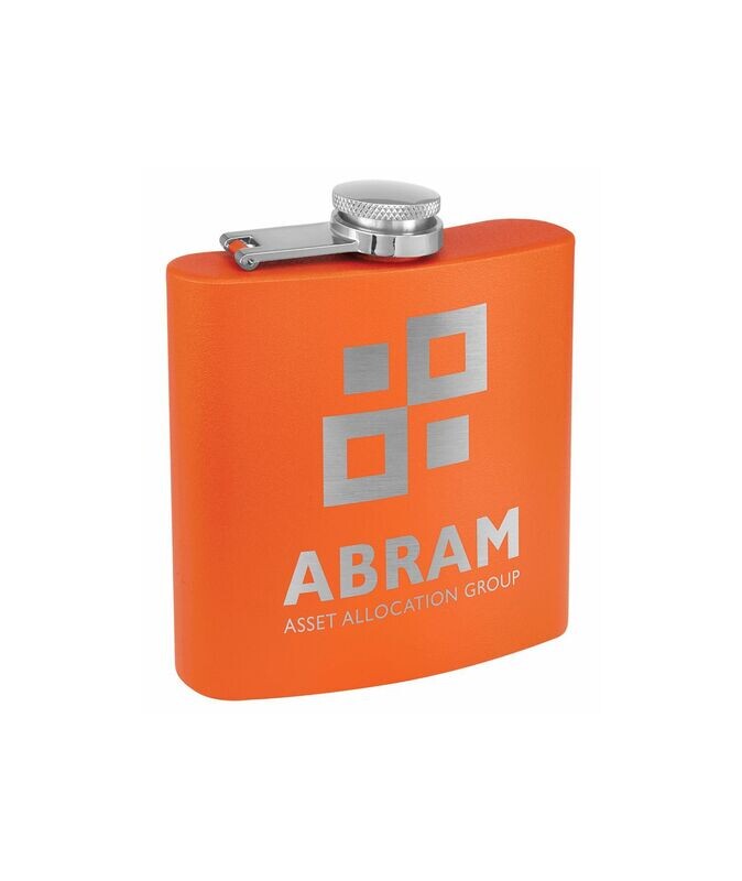 Orange Powder Coated Stainless Steel Flask: 6 oz.-108307
