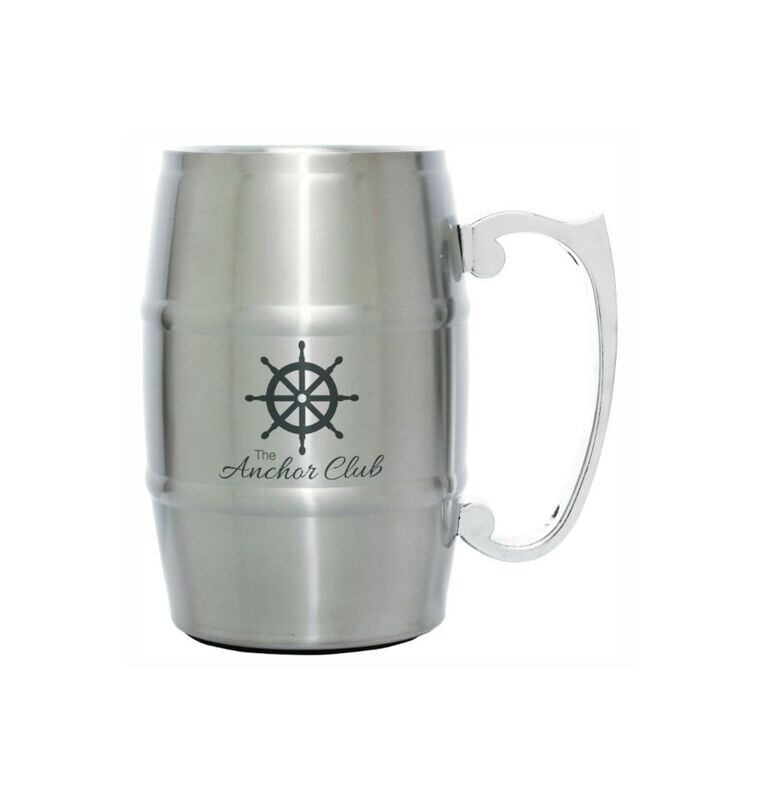 Silver Stainless Steel Barrel Mug with Handle: 17 oz.-108310