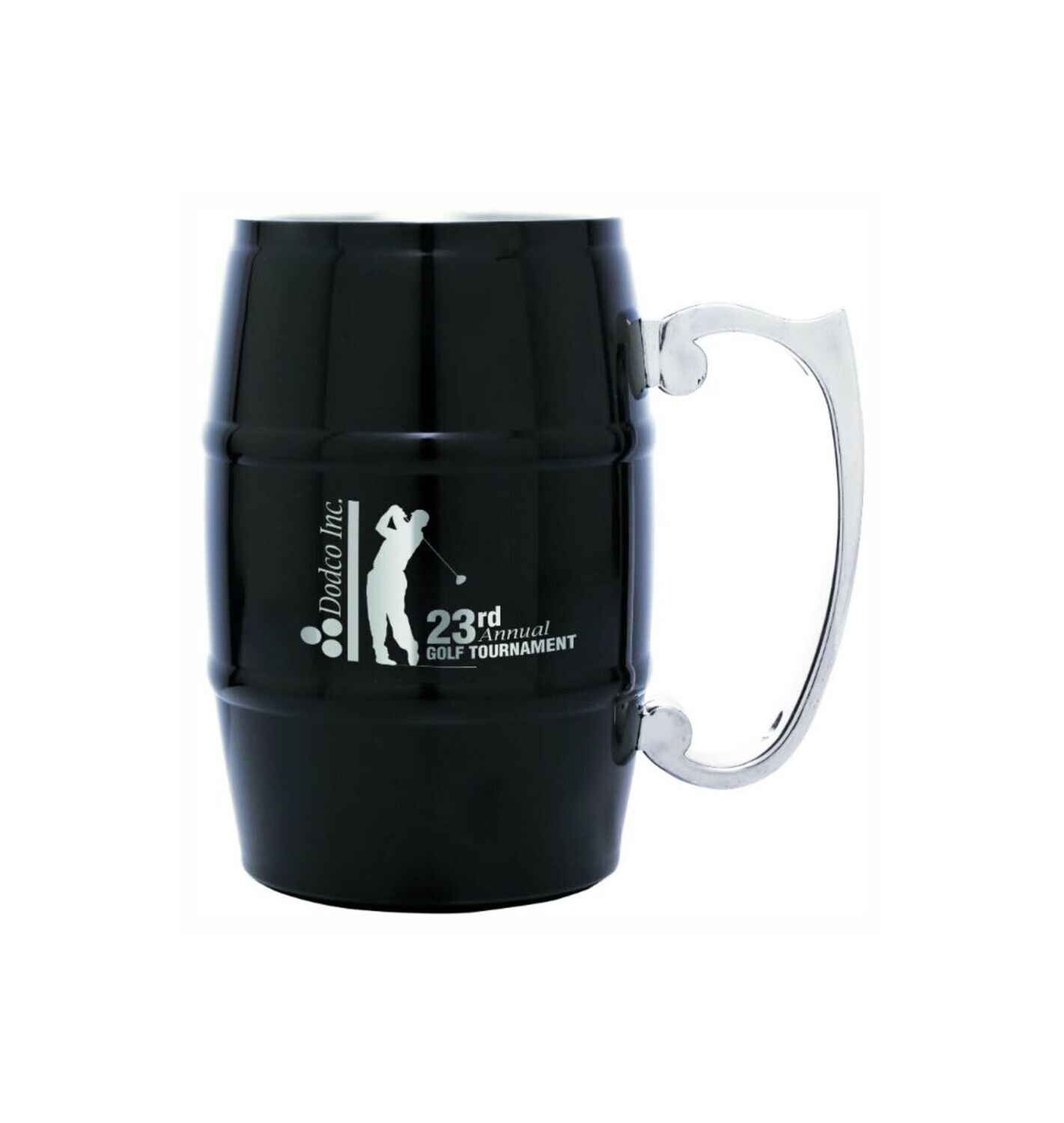 Black Stainless Steel Barrel Mug with Handle: 17 oz.-108311