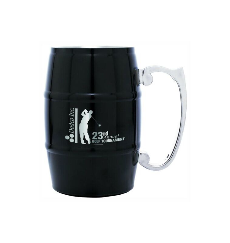 Black Stainless Steel Barrel Mug with Handle: 17 oz.-108311
