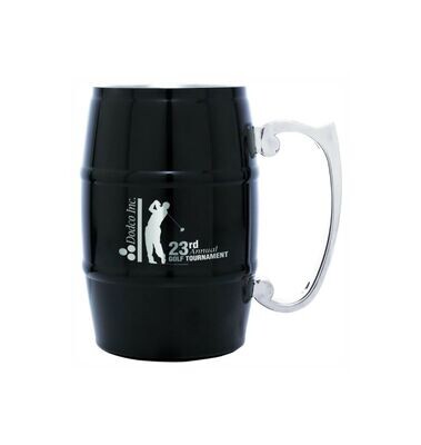 Black Stainless Steel Barrel Mug with Handle: 17 oz.-108311