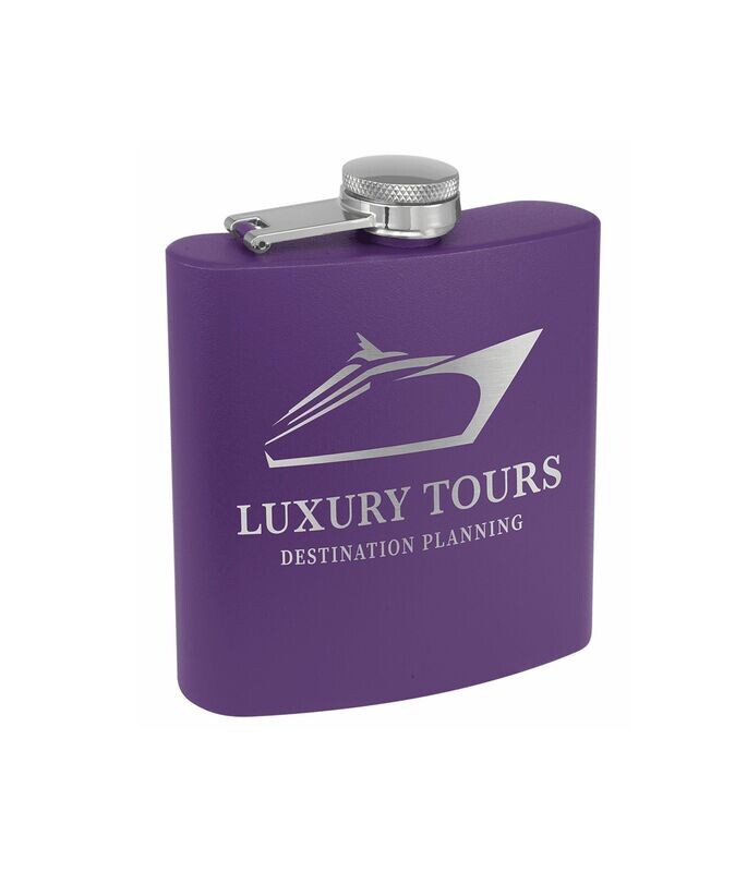 Purple Powder Coated Stainless Steel Flask: 6 oz.-108305