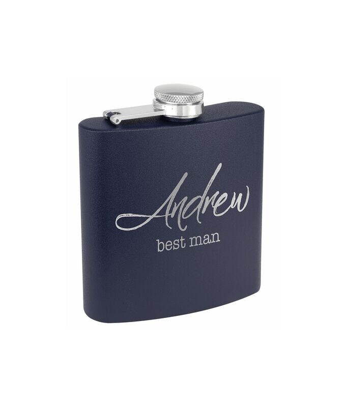 Navy Blue Powder Coated Stainless Steel Flask: 6 oz.-108306