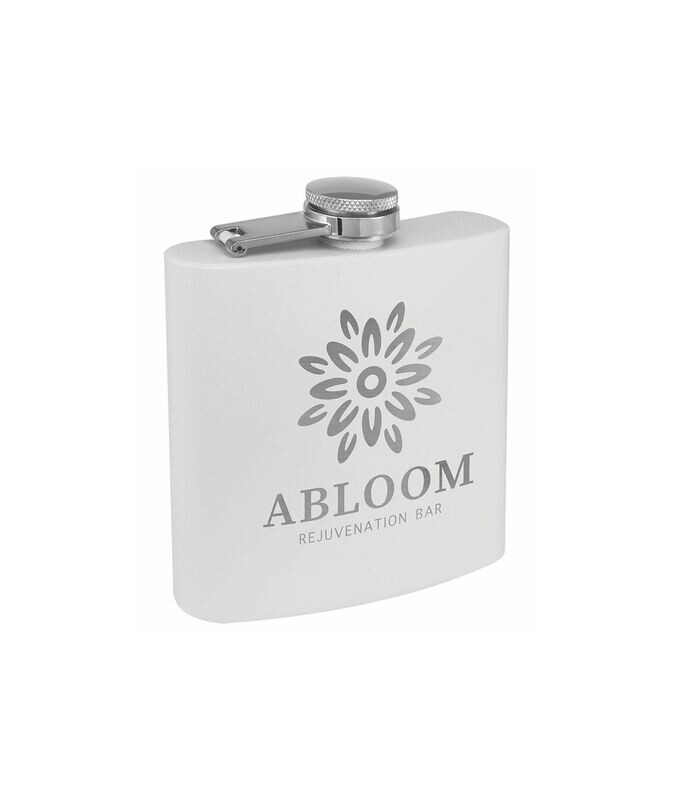 White Powder Coated Stainless Steel Flask: 6 oz.-108308