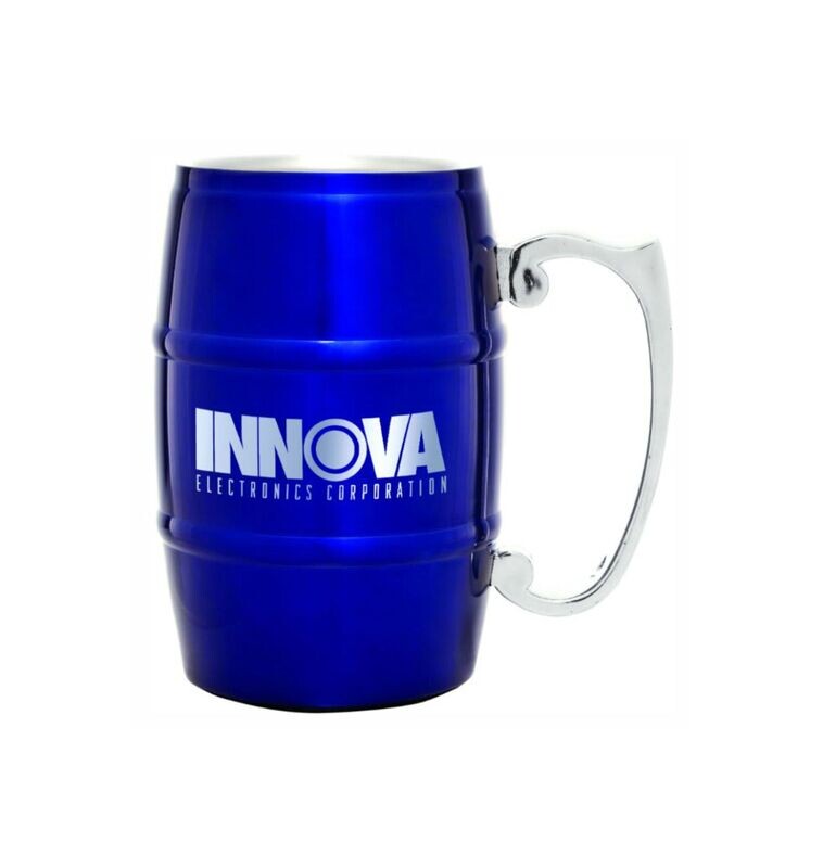 Blue Stainless Steel Barrel Mug with Handle: 17 oz.-108313