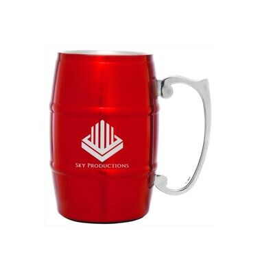 Red Stainless Steel Barrel Mug with Handle: 17 oz.-108312