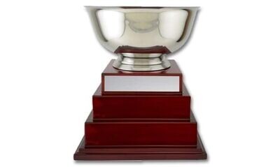 Stainless Steel Revere Bowl on Rosewood Piano Finish Base: 11-3/4"