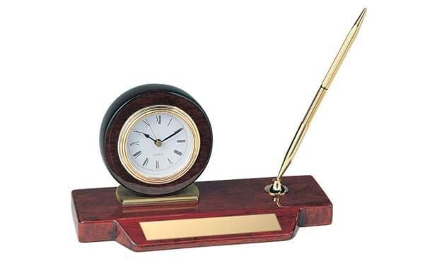 Deluxe Desk Set with Clock and Pen: 9" x 4-3/4"-101932