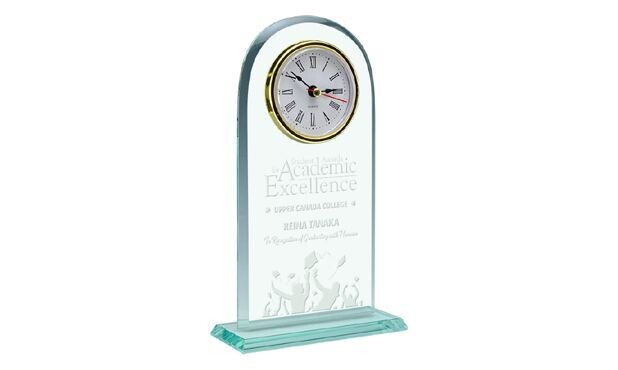 Meadowbrook Jade Glass with Clock: 8"-105956