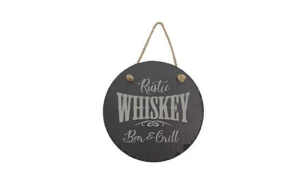Round Slate Décor with Hanging String: 7-3/4"-107837
