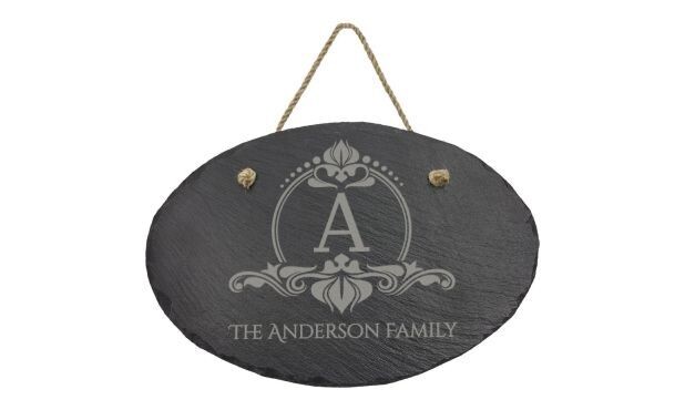 Oval Slate Décor with Hanging String: 11-3/4" x 7-3/4"-107838